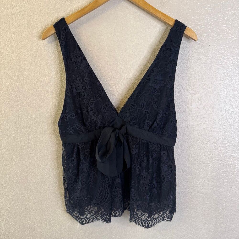 Free People Chante Lace Sleeveless Top Womens Small Black Romantic Sexy Babydoll